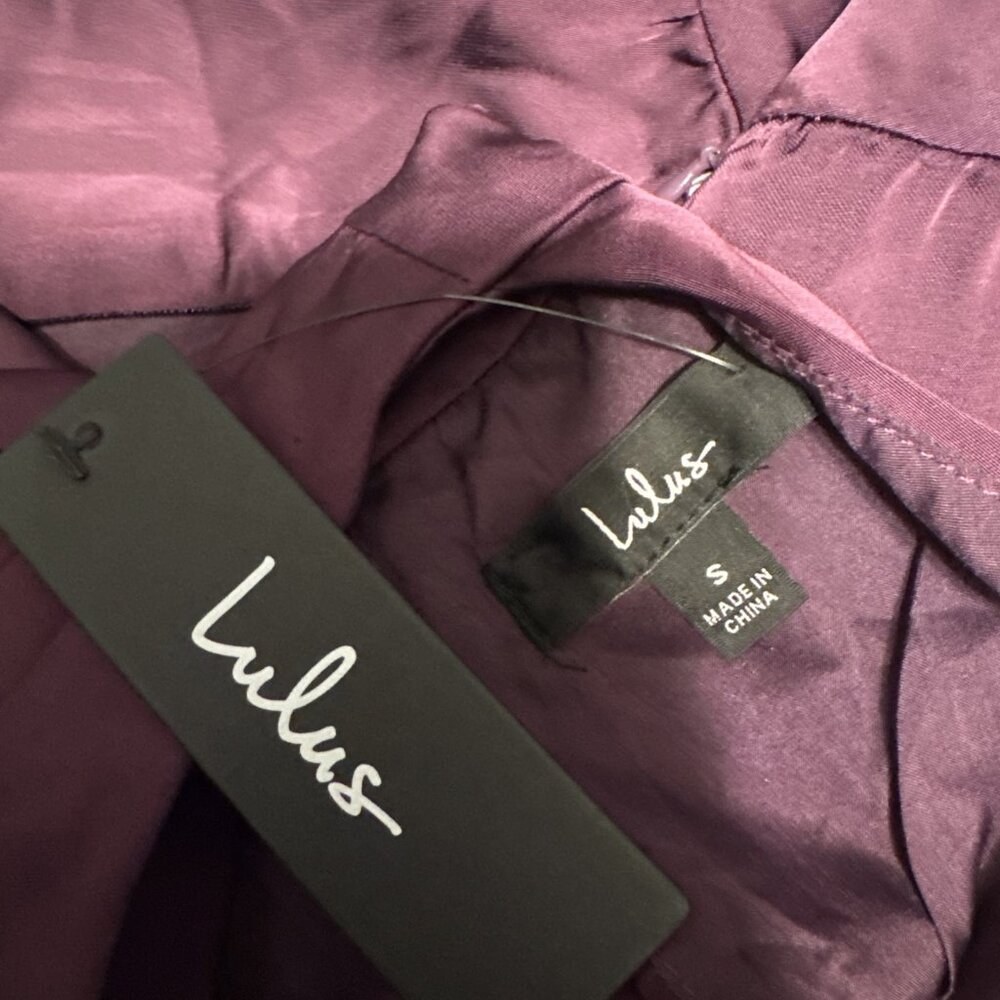 Lulus S Maxi Long Dress Distinctive Charm Satin Mock Neck A Line Sleeveless NEW - Picture 8 of 10